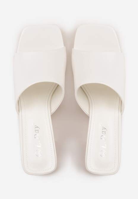 Białe Eleganckie Klapki na Słupku z Otwartym Noskiem Kwadratowym Hippeis 6