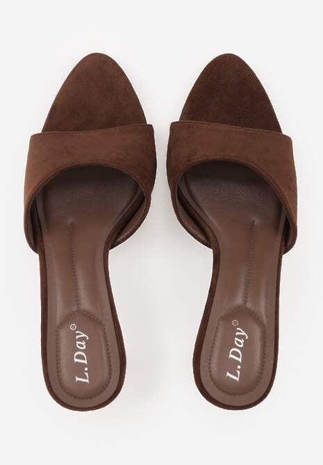 Brązowe Klapki na Geometrycznej Szpilce z Wyciętą Cholewką Iolaris 6