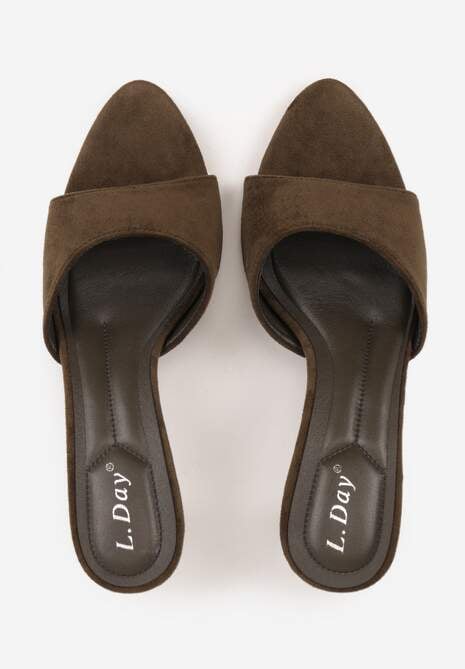 Zielone Klapki na Geometrycznej Szpilce z Wyciętą Cholewką Iolaris 6