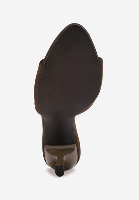 Zielone Klapki na Geometrycznej Szpilce z Wyciętą Cholewką Iolaris 7