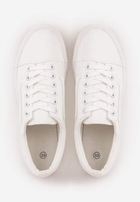 Wiązane Białe Tenisówki Trampki z Niską Cholewką Ozdobione Geometrycznym Wzorem Wioressa 6