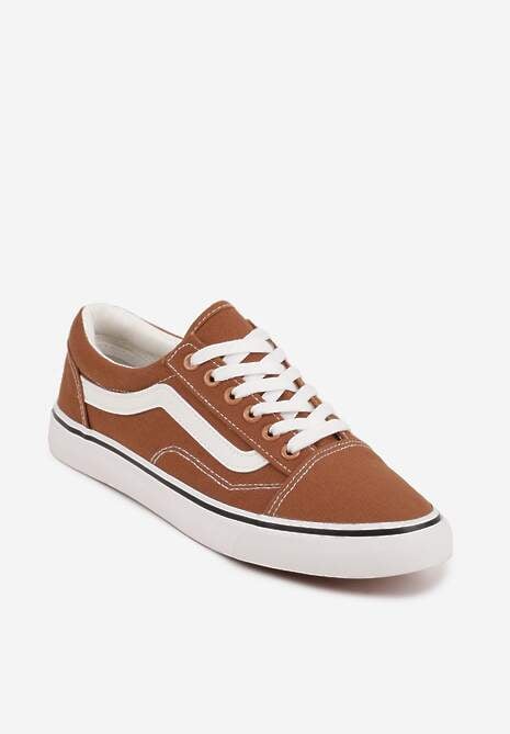 Brązowe Tenisówki Trampki z Niską Cholewką Ozdobione Geometrycznym Wzorem Wioressa 5