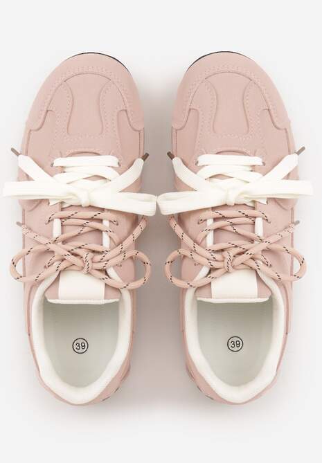 Różowe Sneakersy z Podwójnym Sznurowaniem i Geometrycznymi Wstawkami Adrearah 6