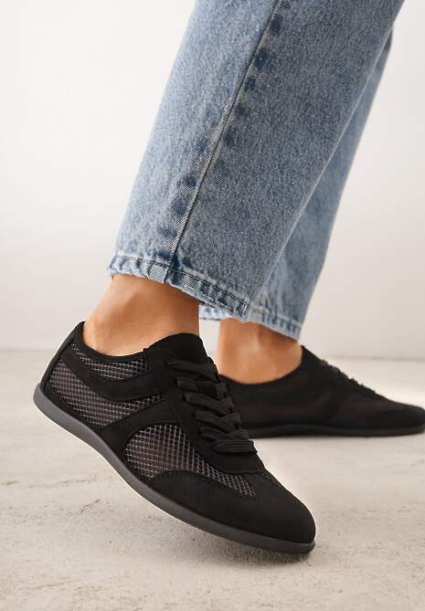 Czarne Siateczkowe Sneakersy w Stylu Tenisówek Adranella