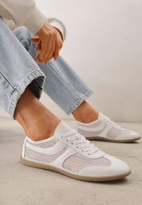 Białe Siateczkowe Sneakersy w Stylu Tenisówek Adranella