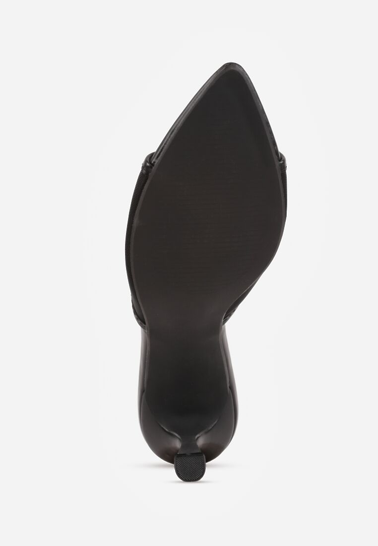 Czarne Siateczkowe Klapki na Szpilce Cirinome 7