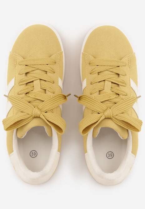Żółte Sneakersy Ozdobione Paskami Dolirenna 6