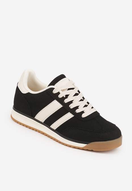 Czarne Sneakersy Ozdobione z Boku Paskami Ariene 5
