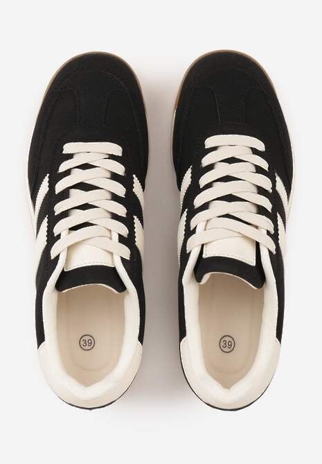 Czarne Sneakersy Ozdobione z Boku Paskami Ariene 6