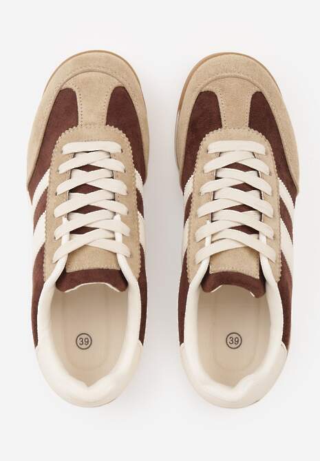 Brązowe Sneakersy Ozdobione z Boku Paskami Ariene 6