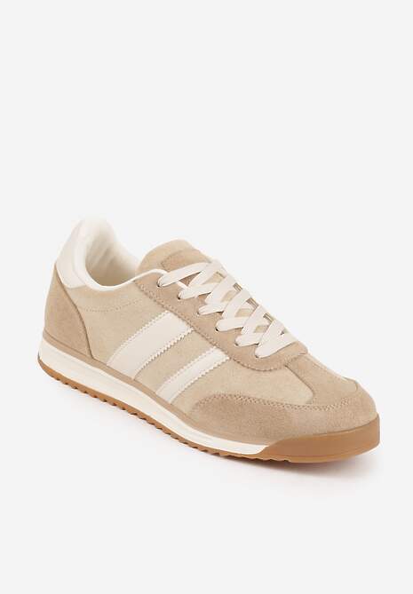 Beżowe Sneakersy Ozdobione z Boku Paskami Ariene 5