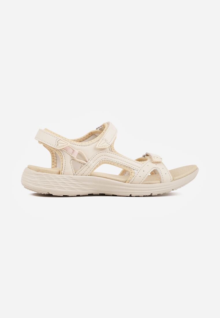 Ciemnobeżowe Sandały z Wkładką ze Skóry Naturalnej i Zapięciem na Rzep Sambuca 4