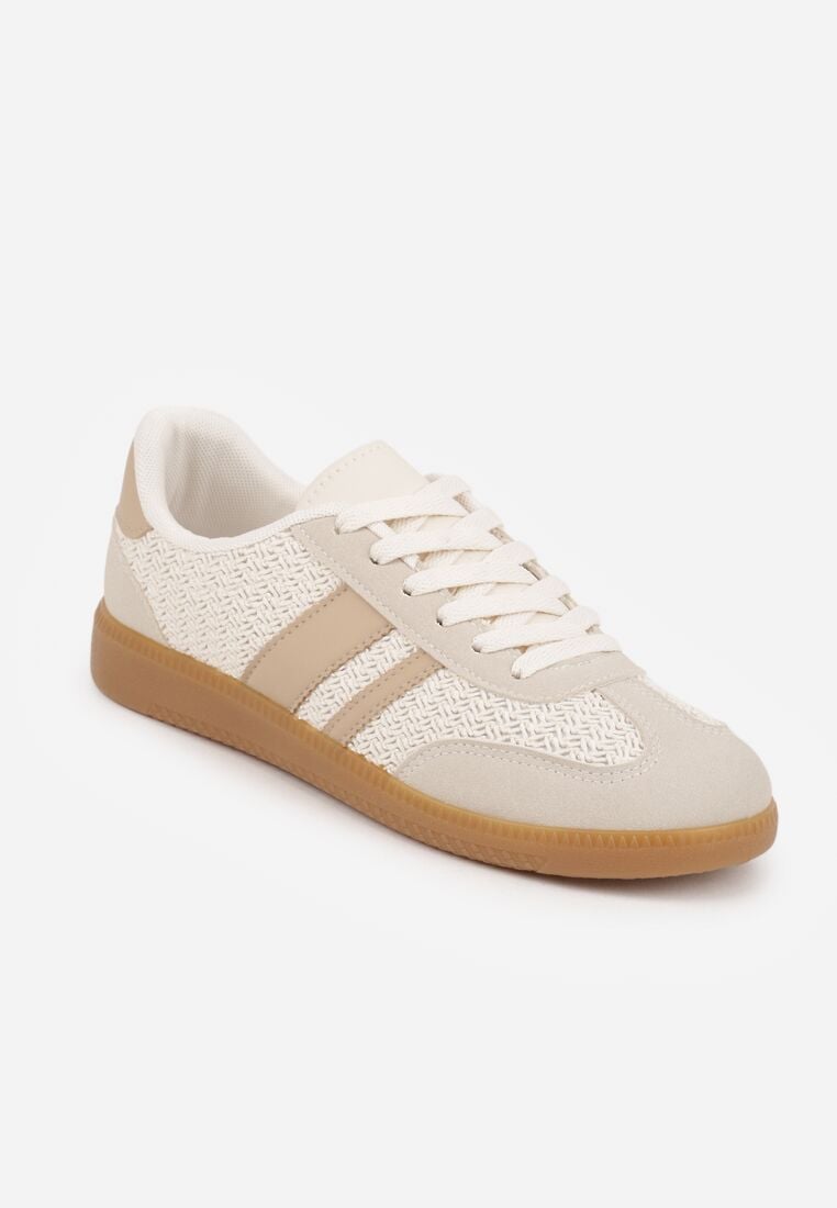 Ciemnobeżowe Sneakersy w Stylu Klasycznych Tenisówek z Cholewką z Plecionką Doriarissa 5