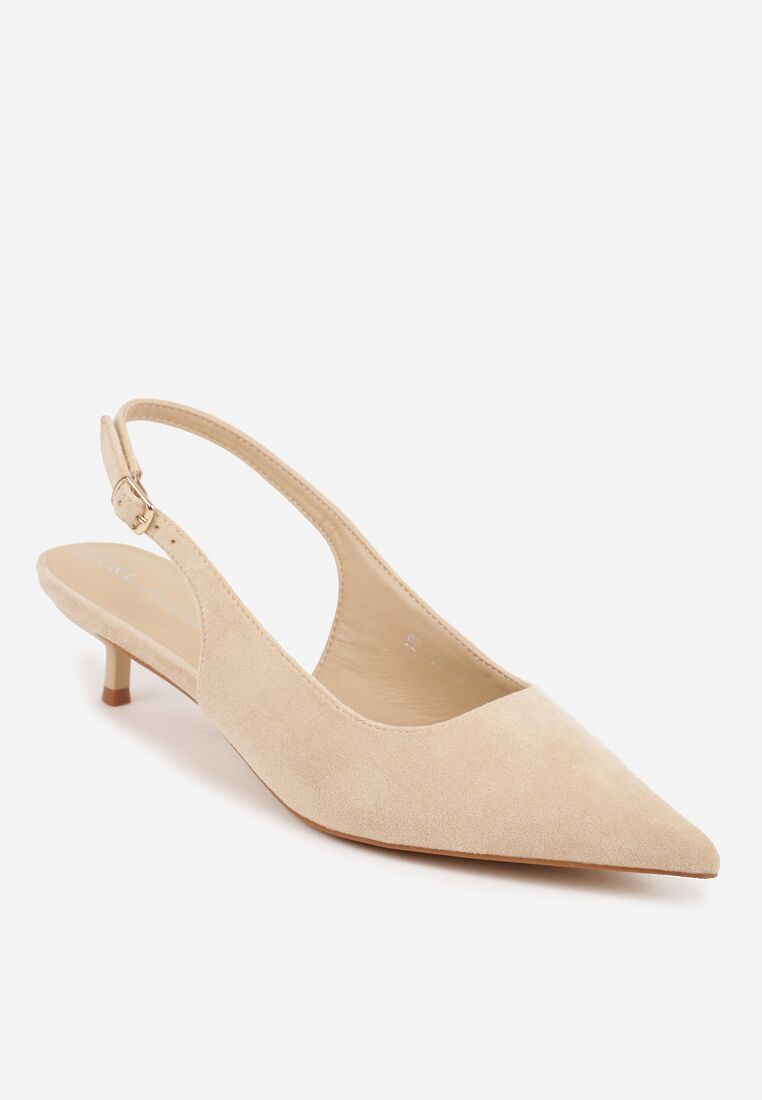 Beżowe Sandały Slingback na Szpilce Kaczuszce Vetilia 5