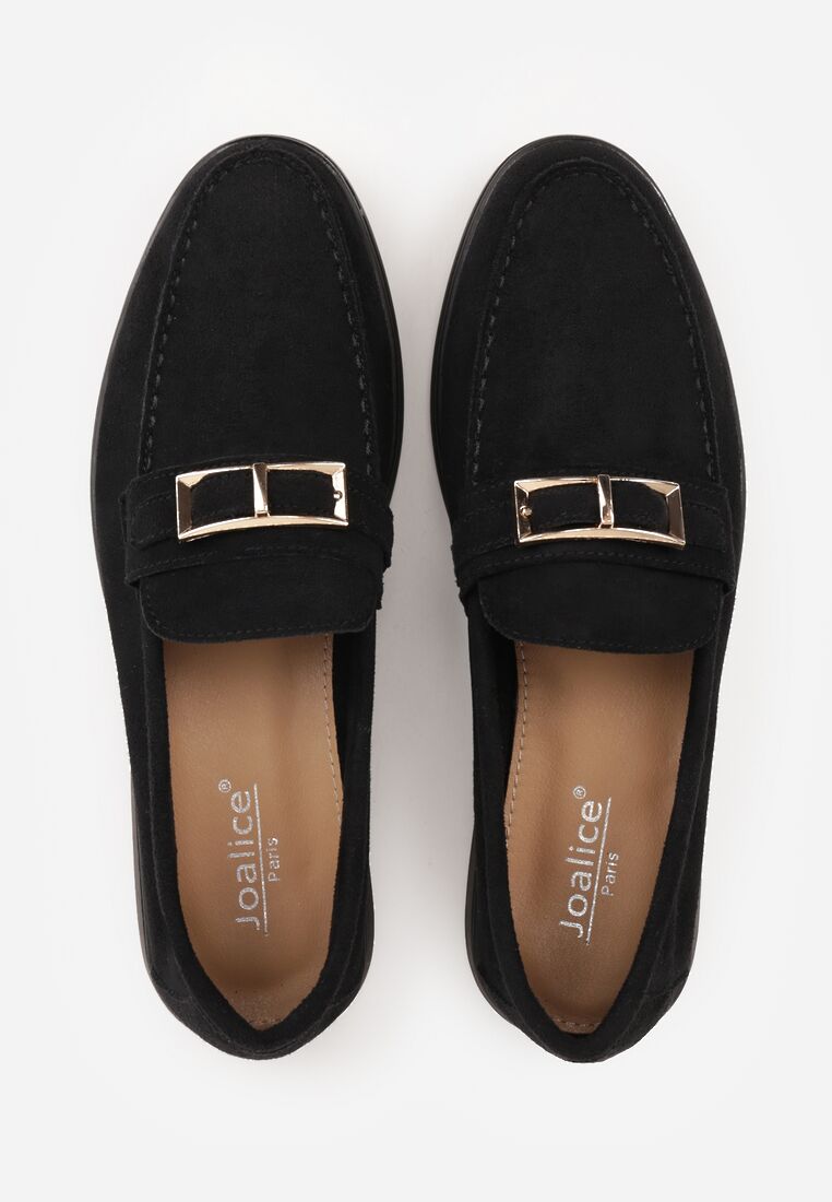 Czarne Mokasyny Ozdobione Metaliczną Klamrą Murielori 6