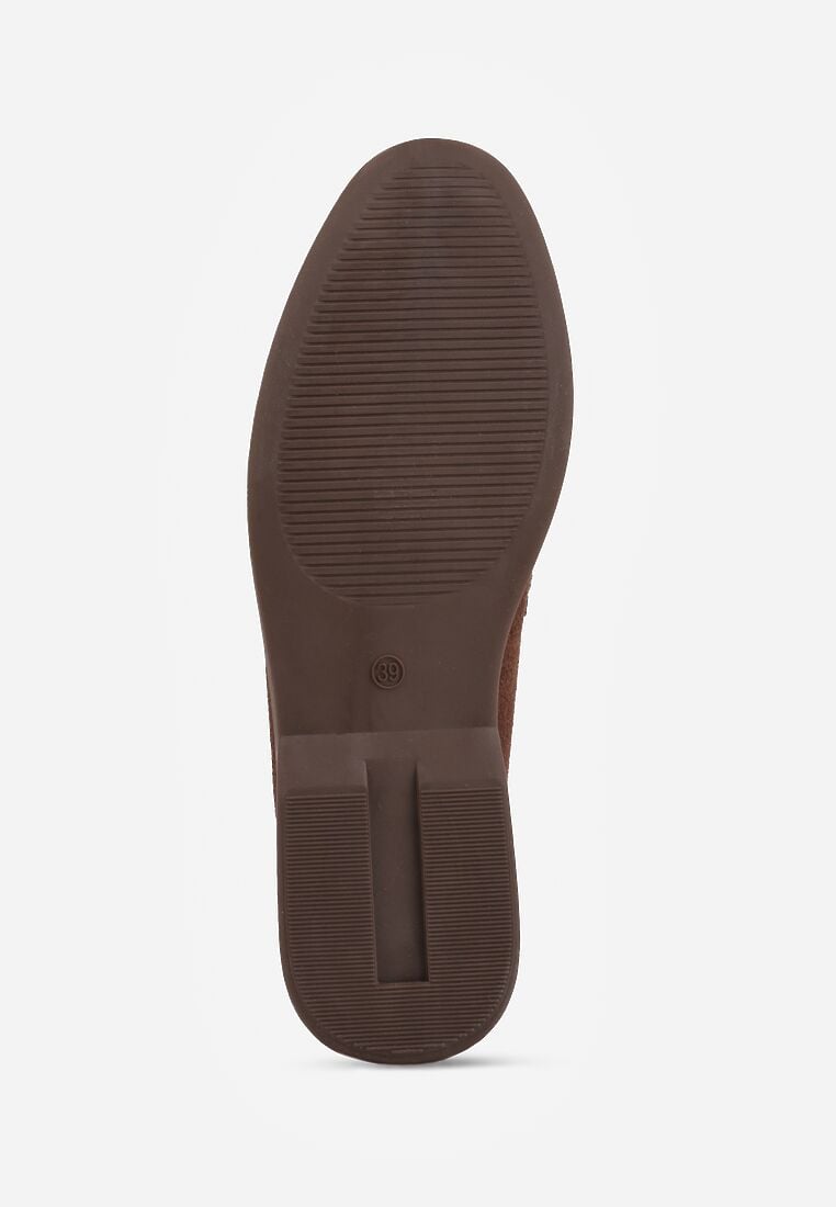 Brązowe Mokasyny Ozdobione Metaliczną Klamrą Murielori 7