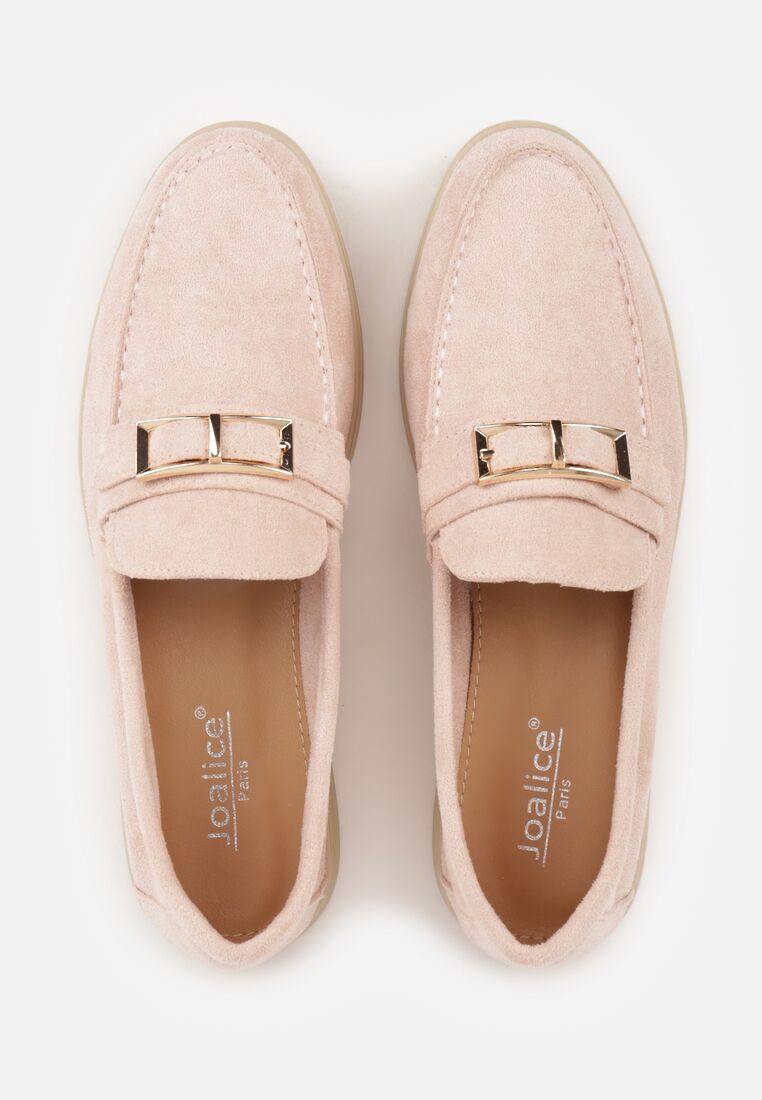 Różowe Mokasyny Ozdobione Metaliczną Klamrą Murielori 6