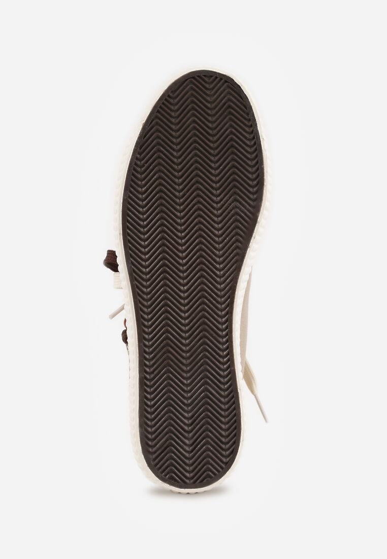 Beżowe Niskie Trampki z Podwójnymi Sznurówkami na Tłoczonej Platformie Astedella 7