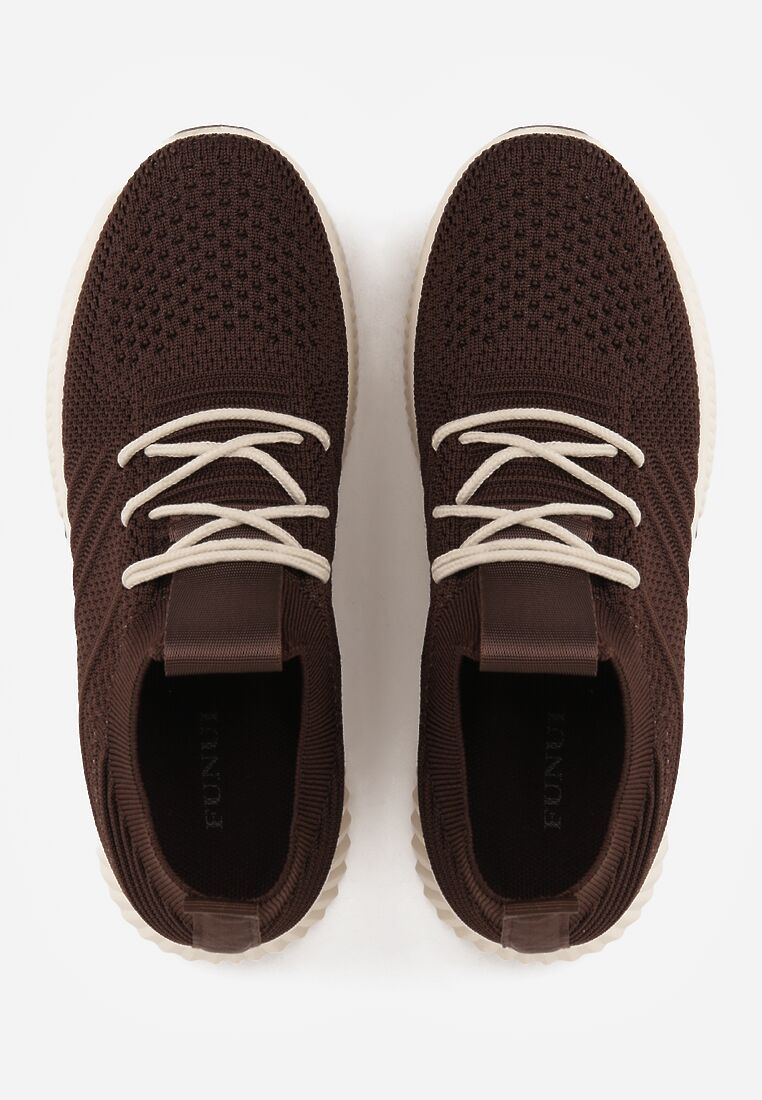 Brązowe Sneakersy na Tłoczonej Podeszwie z Elastyczną Cholewką Lamilia 6