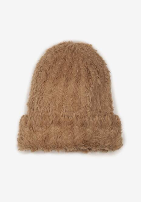 Căciulă Beanie Tricotajă Bej Închis cu Lână Shaarminy