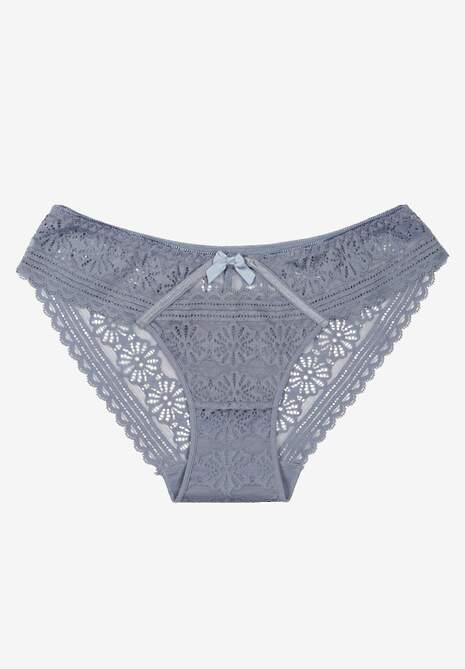 Chilot Albastru Tip Brazilian cu Dantelă Florală Liviare