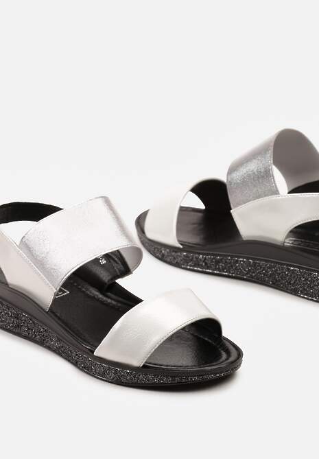 Sandale Albe Slip-On din Imitatie de Piele cu Talpa Joasa Nelian 6