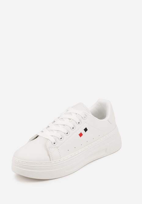 Białe Minimalistyczne Sneakersy VICES o Fasonie Tenisówek na Platformie Halanatea 5