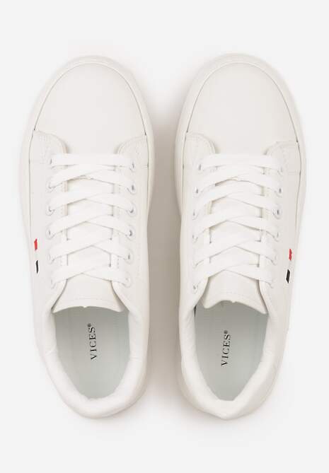 Białe Minimalistyczne Sneakersy VICES o Fasonie Tenisówek na Platformie Halanatea 6