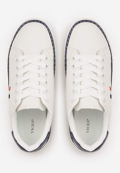 Biało-Granatowe Basicowe Sneakersy VICES Zdobione Kontrastową Lamówką przy Podeszwie Cezita 6