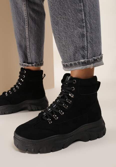 Czarne Zamszowe Sneakersy Chaparral