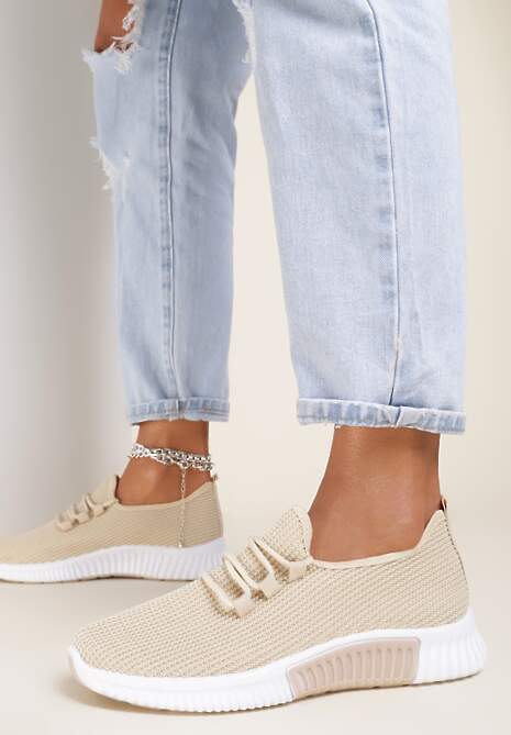 Beżowe Buty Sportowe Carol