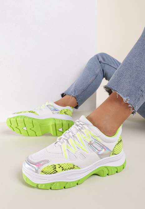 Biało-Limonkowe Sneakersy Bubblebirdok