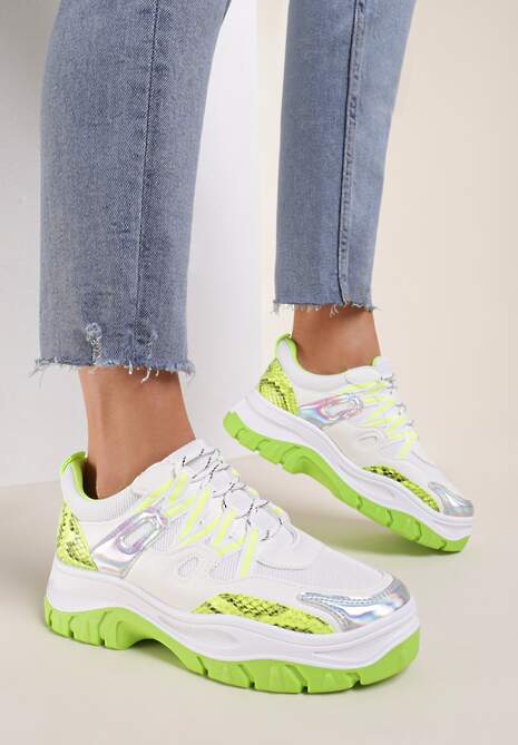 Biało-Limonkowe Sneakersy Bubblebirdok