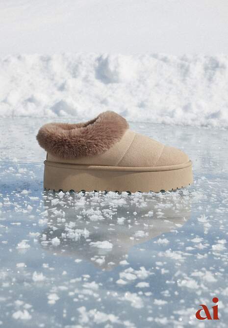 Ciemnobeżowe Śniegowce na Grubej Podeszwie z Ociepleniem z Futerka Tirisha