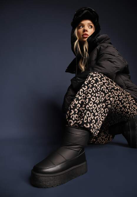 Czarne Śniegowce Vices na Platformie Ozdobione Pikowaniem Inathoria 4