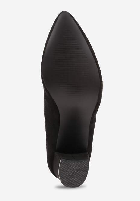 Czarne Casualowe Czółenka na Słupku z Wkładką ze Skóry Naturalnej Maidra 7