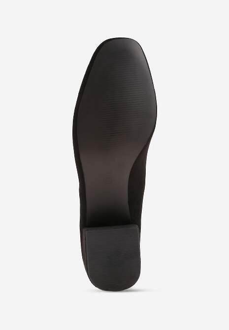 Czarne Czółenka na Słupku ze Skórzaną Wkładką Savirae 7