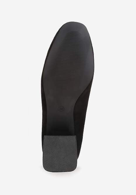 Czarne Czółenka z Wkładką z Naturalnej Skóry i Metaliczną Wstawką Sariann 7