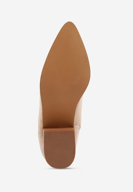 Ciemnobeżowe Botki Vices w Stylu Kowbojek na Obcasie Vertige 7