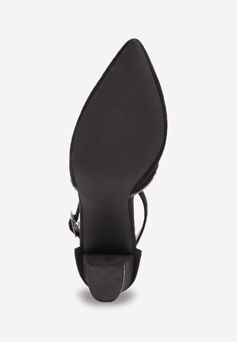 Czarne Eleganckie Czółenka Vices ze Skórzaną Wkładką i Cyrkoniami Sarirra 7