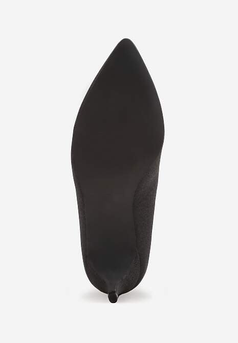 Czarne Brokatowe Czółenka na Szpilce Vices z Wkładką ze Skóry Naturalnej Editiria 7