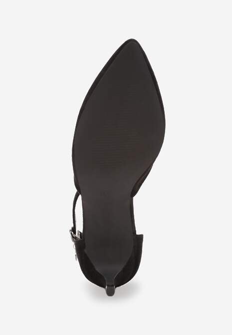 Czarne Czółenka Vices na Szpilce z Wkładką ze Skóry Naturalnej i Ozdobnym Paskiem Selarae 7