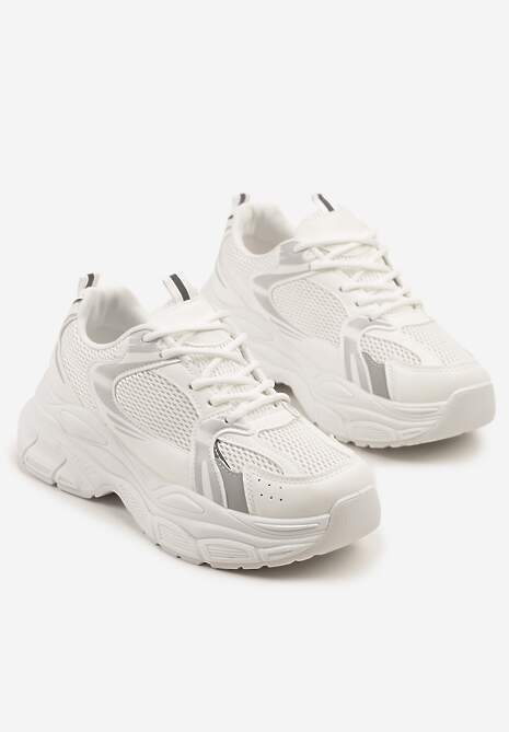 Białe Sneakersy Vices na Platformie Ozdobione Tłoczeniem Natiselle 5