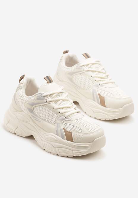 Beżowe Sneakersy Vices na Platformie Ozdobione Tłoczeniem Natiselle 5