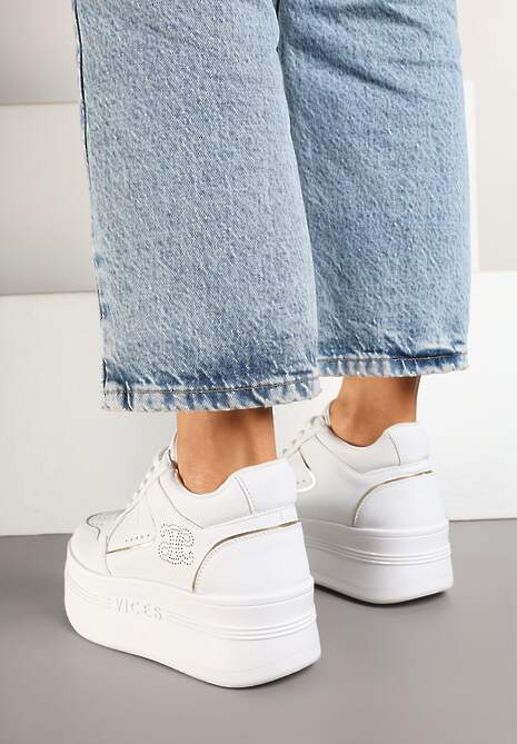 Sneakers Nelanil Alb cu auriu 4