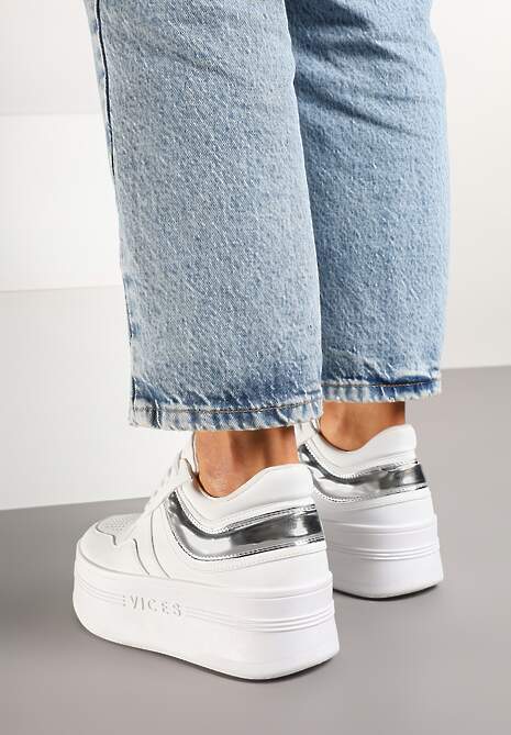 Sneakers Eanneth Alb cu argintiu 4