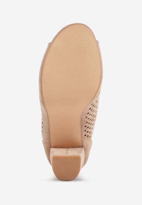Jasnobeżowe Sandały Vices na Słupku z Ażurową Cholewką Felilina 7