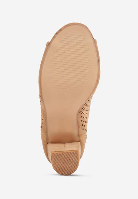 Beżowe Sandały Vices na Słupku z Ażurową Cholewką Felilina 7