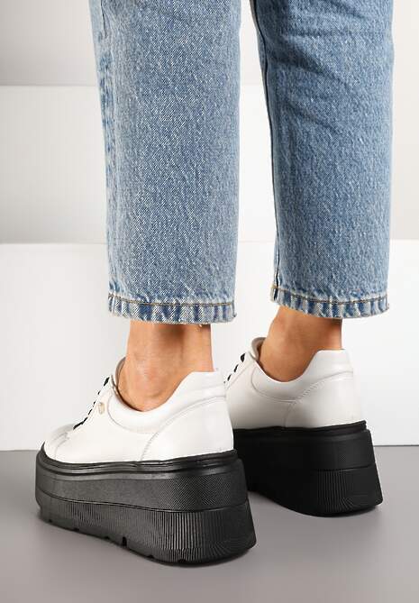 Biało-Czarne Sneakersy Vices na Grubej Podeszwie Tuliri 4