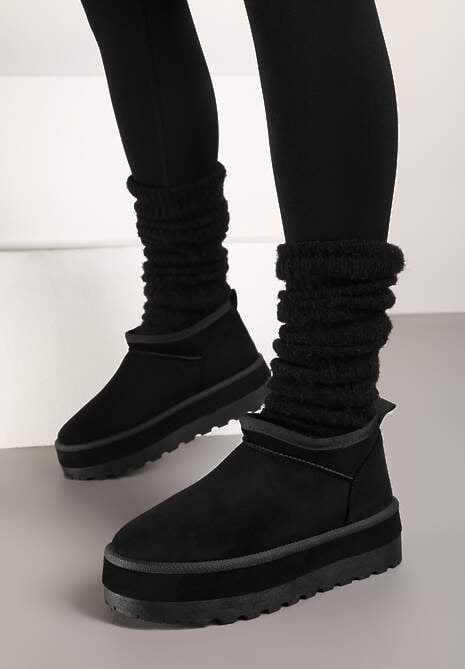 Czarne Krótkie Śniegowce Vices z Ozdobną Lamówką Olfedi 4